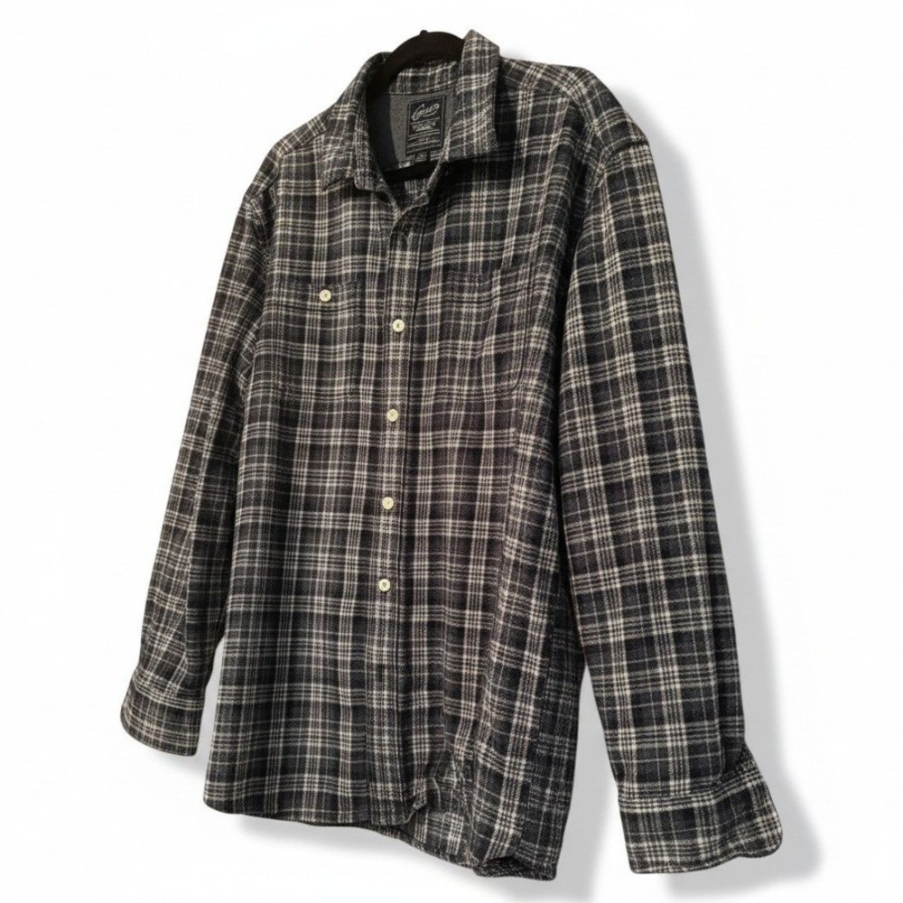 Grayers Heritage Flannel Shirt Mens XXL Navy Blue White Plaid Cotton Button Down